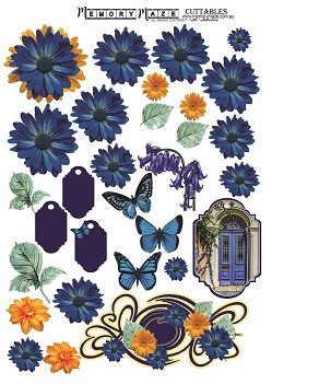 Blue flowers, door tag, tags butterflies,min buy 5